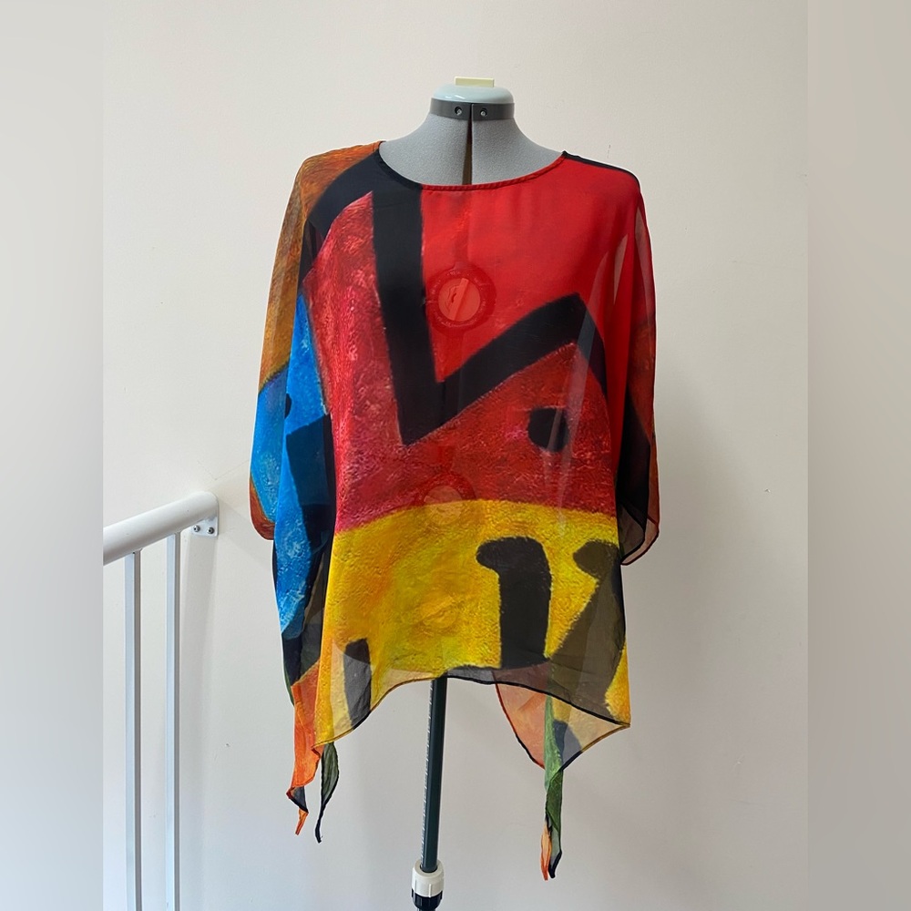 Jade brand 100% rayon Artsy Lagenlook Sheer Women’s Sheer Poncho